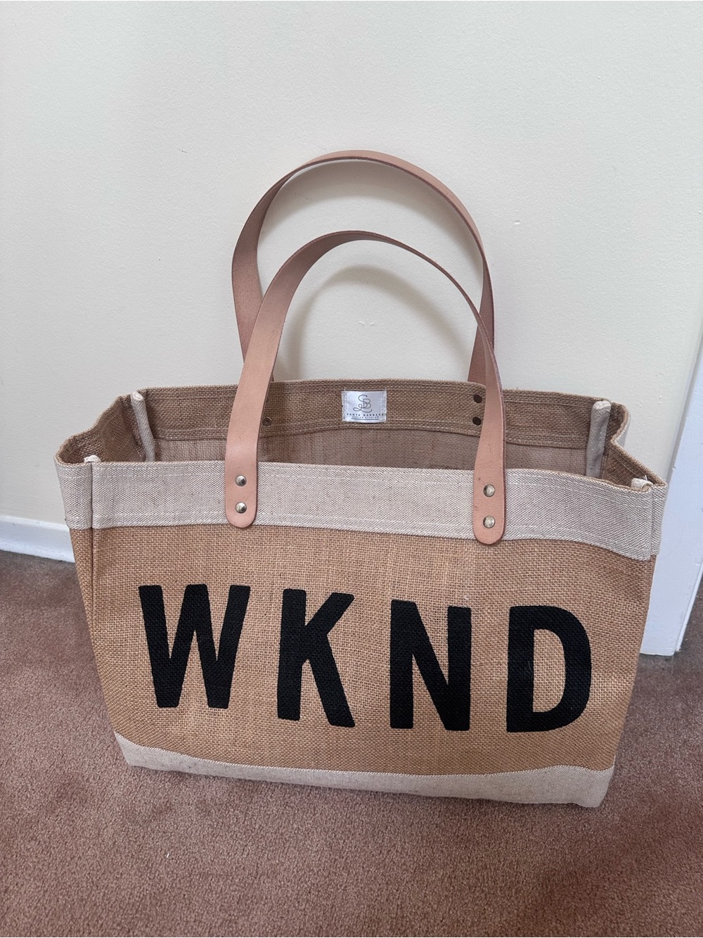 Santa Barbara Design Studio WKND Burlap Tote Bag Large